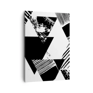 Quadro su tela - Stampe su Tela - Motivi geometrici in forma minimalista in bianco e nero - 50x70cm - Pioggia di triangoli - Decorazione murale moderna per soggiorno e camera da letto ARTTOR