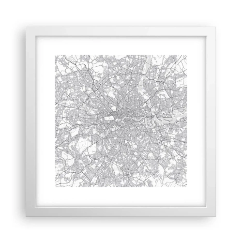 Poster in cornice bianca - Mappa del labirinto di Londra - 30x30 cm