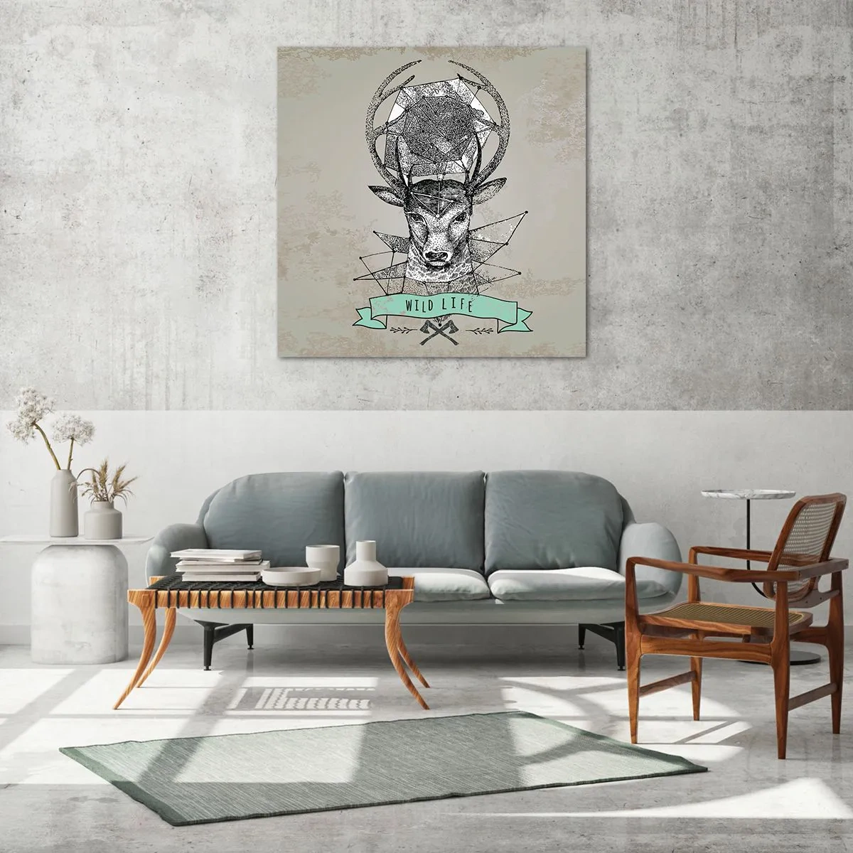 Quadro su vetro - La visione di Sant'Uberto - 60x60 cm