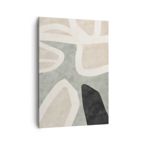 Quadro su tela - Stampe su Tela - Forme astratte in colori tenui - 50x70cm - Composizione con motivi in nero - Decorazione murale moderna per soggiorno e camera da letto ARTTOR