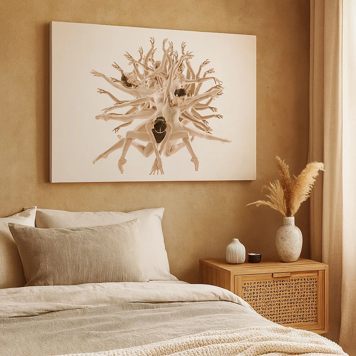 Quadro su tela - Stampe su Tela - Composizione astratta di ballerini in movimento - 70x50cm - Fiorendo nella danza - Decorazione murale moderna per soggiorno e camera da letto ARTTOR