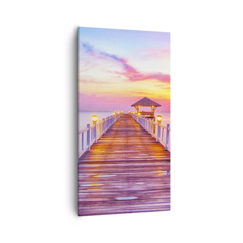 Quadro su tela - Stampe su Tela - Silenzio della sera in lilla e oro - 55x100 cm