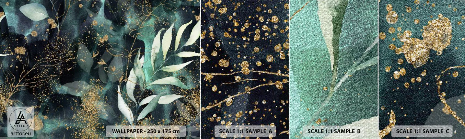 Campione di Fotomurale Premium Canvas - Il giardino incantato - Impianti, Foglie, Botanica - 100x30 cm