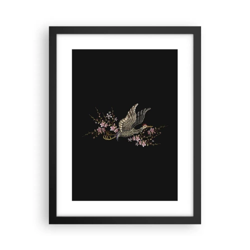 Poster in cornice nera - Uccello esotico ricamato - 30x40 cm