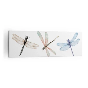 Quadro su tela - Stampe su Tela - Tre libellule dai delicati colori pastello - 160x50cm - Libellule senza peso - Decorazione murale moderna per soggiorno e camera da letto ARTTOR