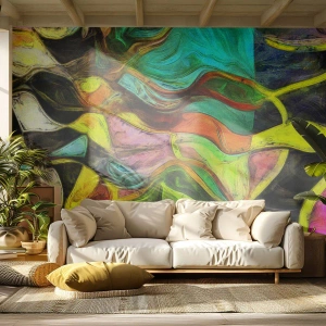 Fotomurali Premium Sand - Composizione astratta di forme colorate - 100x70cm - Il movimento è vita - Decorazione murale moderna per soggiorno e camera da letto ARTTOR