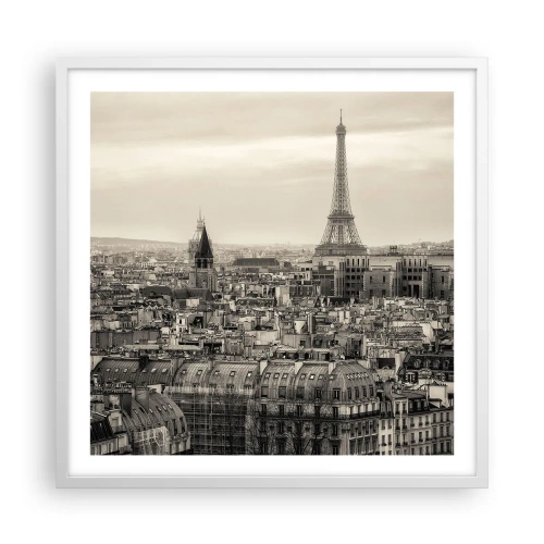 Poster in cornice bianca - Sui tetti di Parigi - 60x60 cm