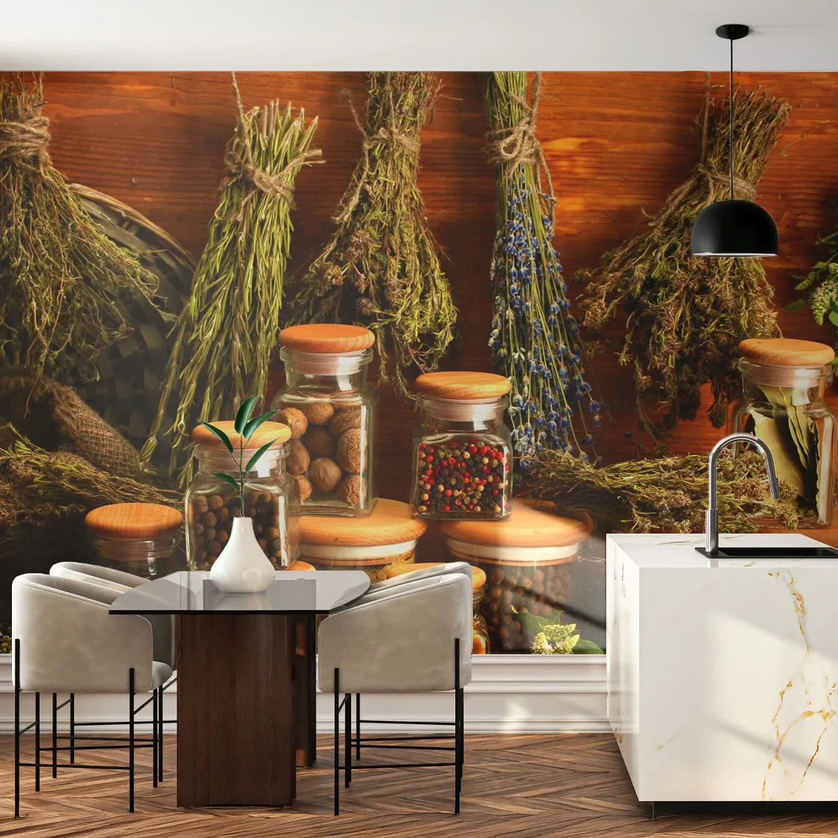 Fotomurali Premium Canvas - Magie di cucina - Gastronomia, Erbe secche, Spezie - 400x280 cm