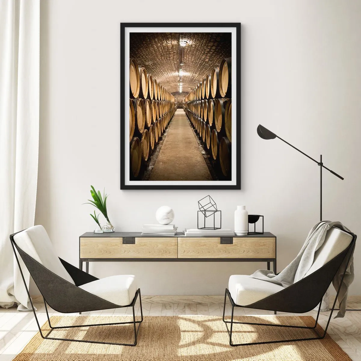 Poster in cornice nera - Nella cantina in mattoni - 30x40 cm