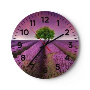 Orologio da parete - Orologio in Vetro - Sui campi di lavanda - 40x40 cm