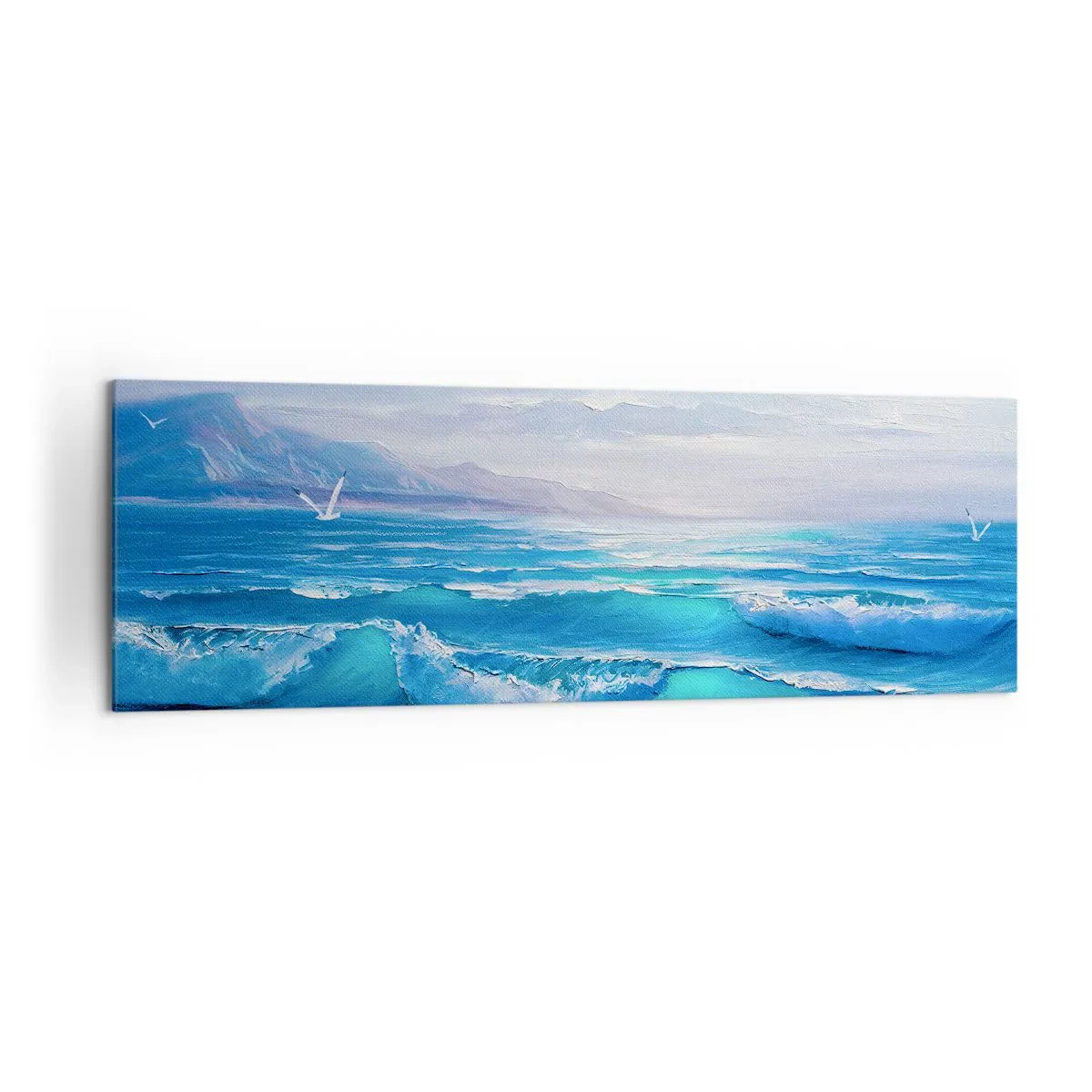 Quadro su tela - Stampe su Tela - Un pittoresco paesaggio marino con onde e cielo azzurro - 160x50cm - Porta sollievo - Decorazione murale moderna per soggiorno e camera da letto ARTTOR