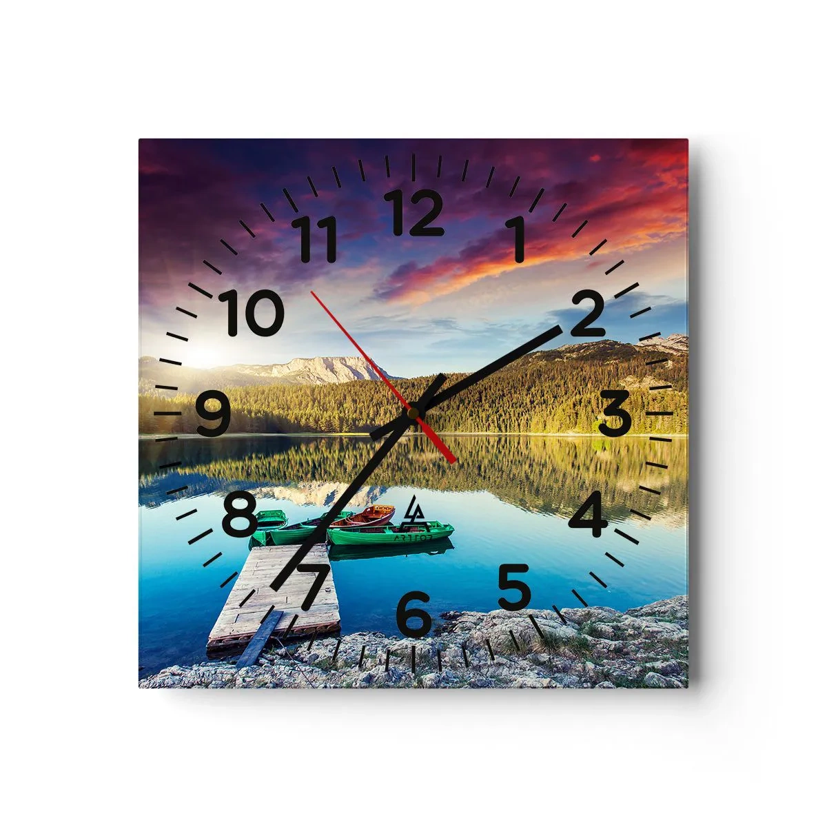 Orologio da parete - Orologio in Vetro - Sull'acqua liscia come uno specchio - 40x40 cm