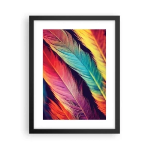 Poster in cornice nera - Arcobaleno piumato - 30x40 cm