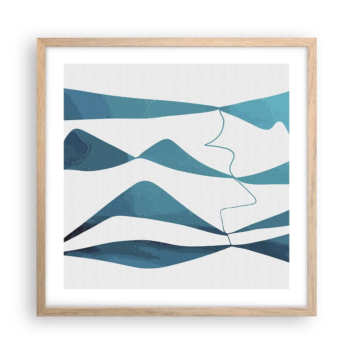 Poster in cornice rovere chiaro - Astrazione: legame turchese - 50x50 cm