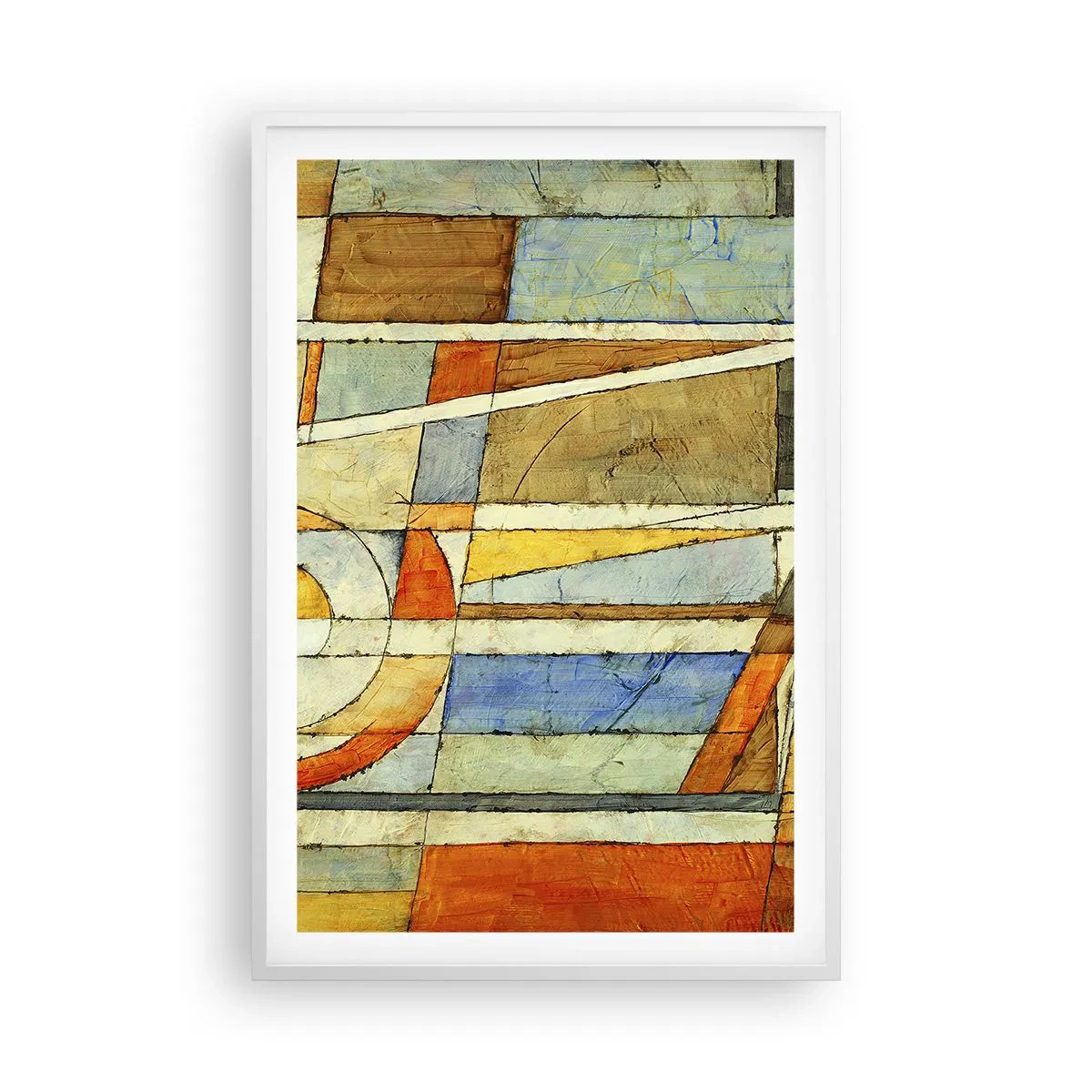 Poster in cornice bianca - Cubismo in cantiere - 61x91 cm