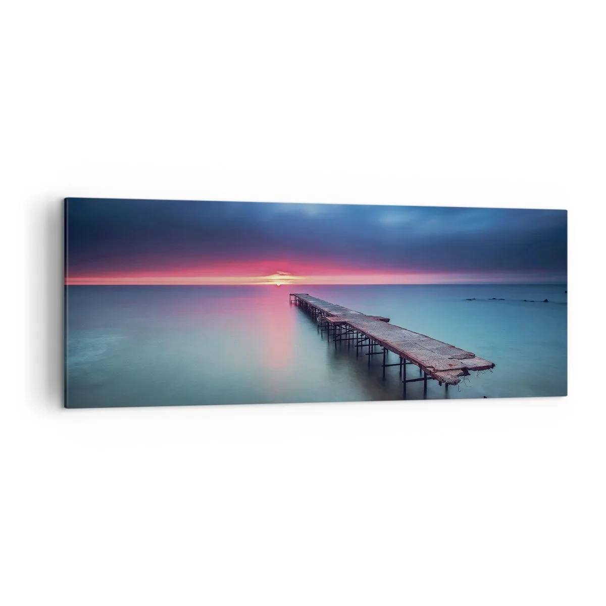 Quadro su tela - Stampe su Tela - Un molo di legno che conduce direttamente al mare al tramonto - 140x50cm - Tra il cielo e la terra - Decorazione murale moderna per soggiorno e camera da letto ARTTOR