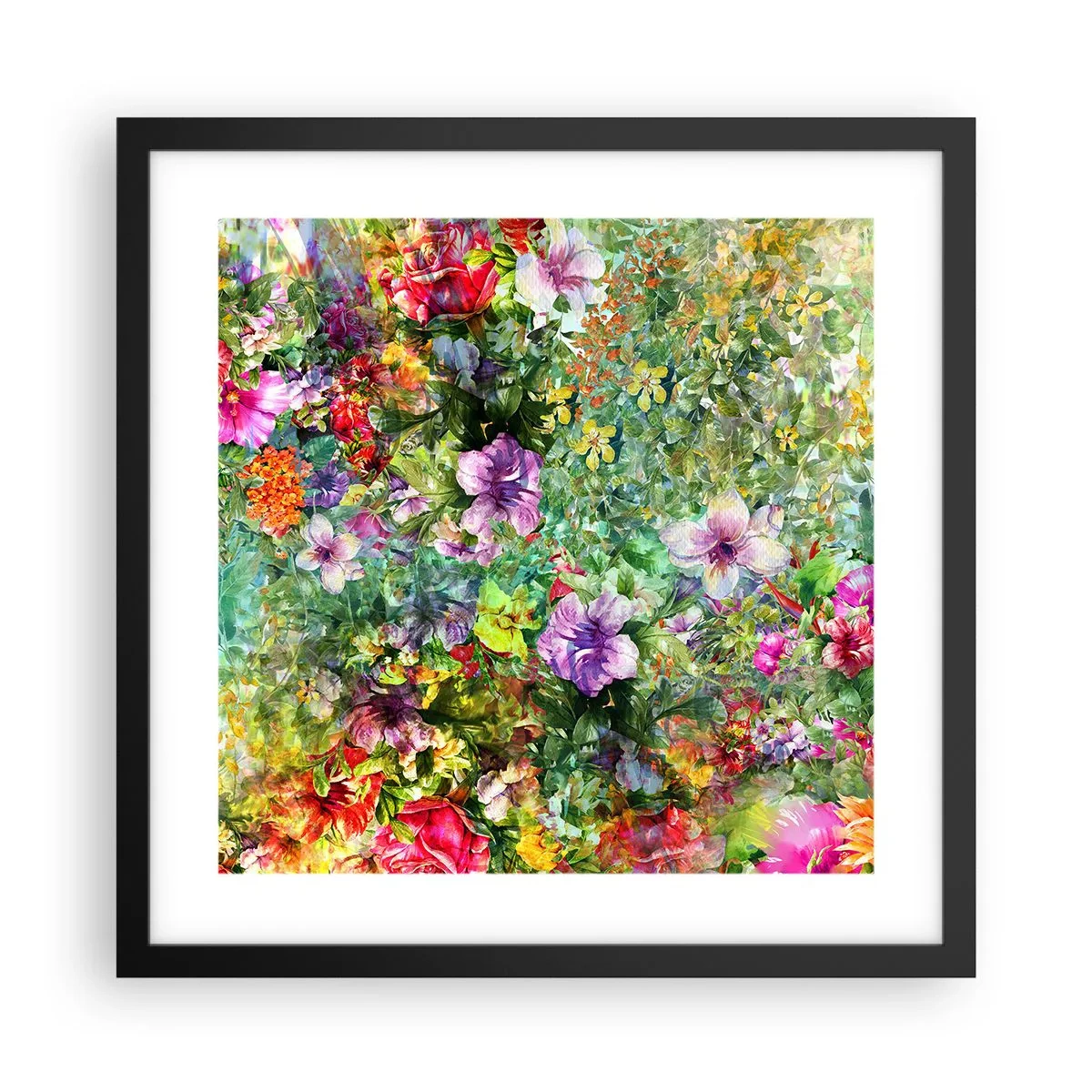 Poster in cornice nera - Perdersi nei fiori - 40x40 cm