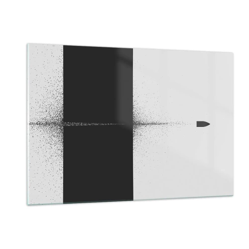 Quadro su vetro - Una composizione astratta in bianco e nero con una linea dinamica - 120x80cm - Dritto allo scopo - Decorazione murale moderna per soggiorno e camera da letto ARTTOR