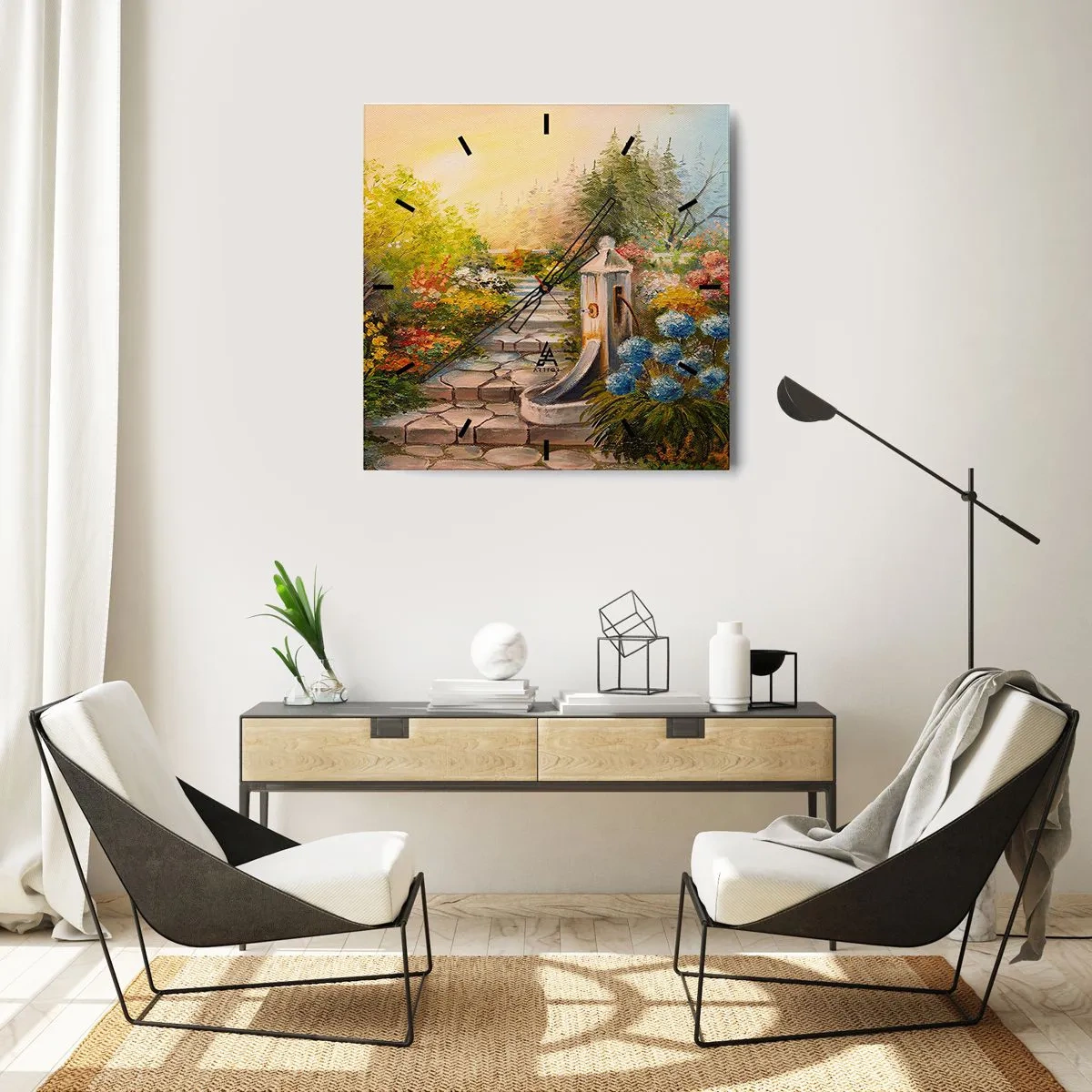 Orologio da parete - Orologio in Vetro - In piena fioritura - 40x40 cm