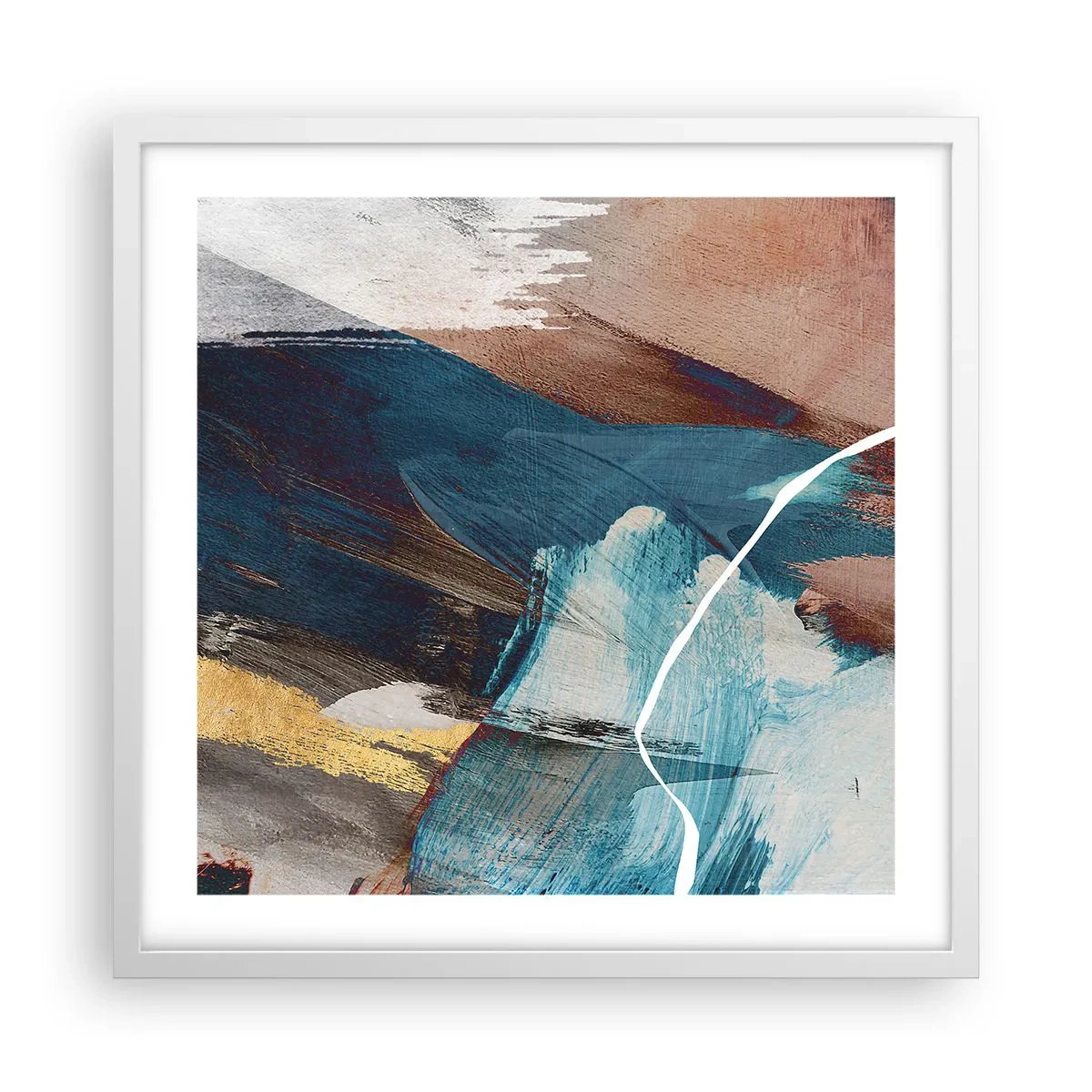 Poster in cornice bianca - Con forza ed energia - 50x50 cm