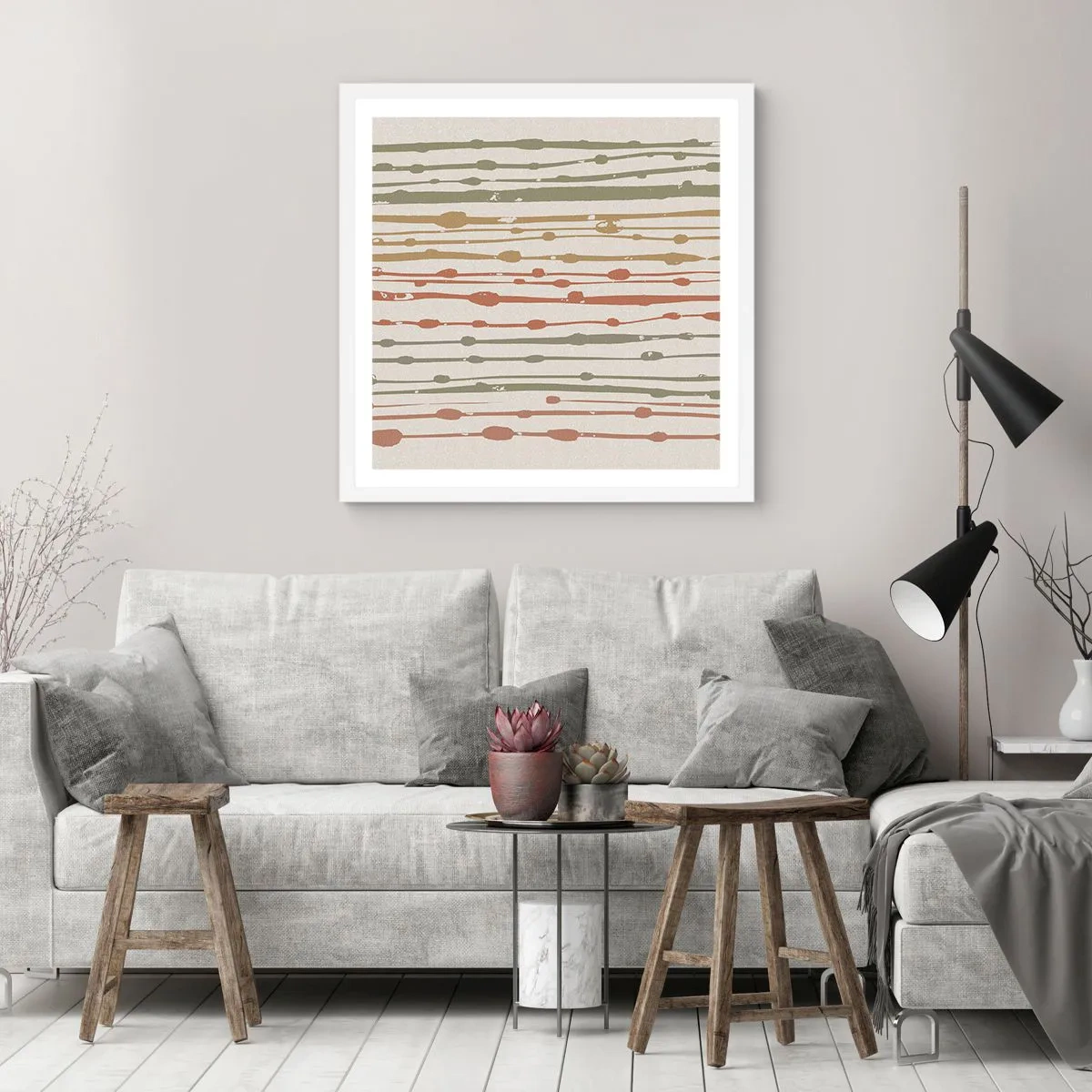 Poster in cornice bianca - La notazione musicale dei colori - 40x40 cm
