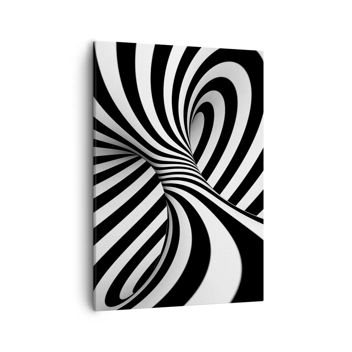 Quadro su tela - Stampe su Tela - Tunnel astratto con strisce a spirale bianche e nere - 50x70cm - Composizione: spazio danzante - Decorazione murale moderna per soggiorno e camera da letto ARTTOR