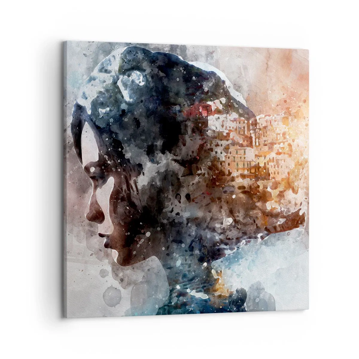 Quadro su tela - Stampe su Tela - Racconto su una ragazza con città sullo sfondo - 50x50 cm