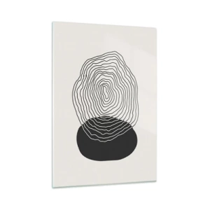 Quadro su vetro - Motivo astratto con ovali e linee in bianco e nero - 50x70cm - Durata e vibrazione - Decorazione murale moderna per soggiorno e camera da letto ARTTOR
