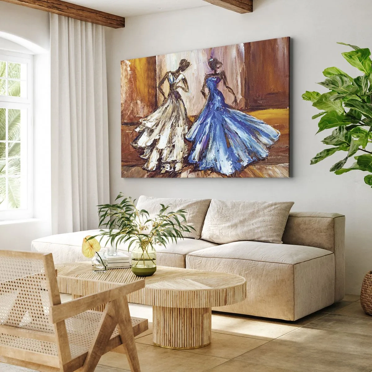 Quadro su tela - Stampe su Tela - Personaggi in abiti da sera in stile artistico - 70x50cm - Duetto armonioso - Decorazione murale moderna per soggiorno e camera da letto ARTTOR