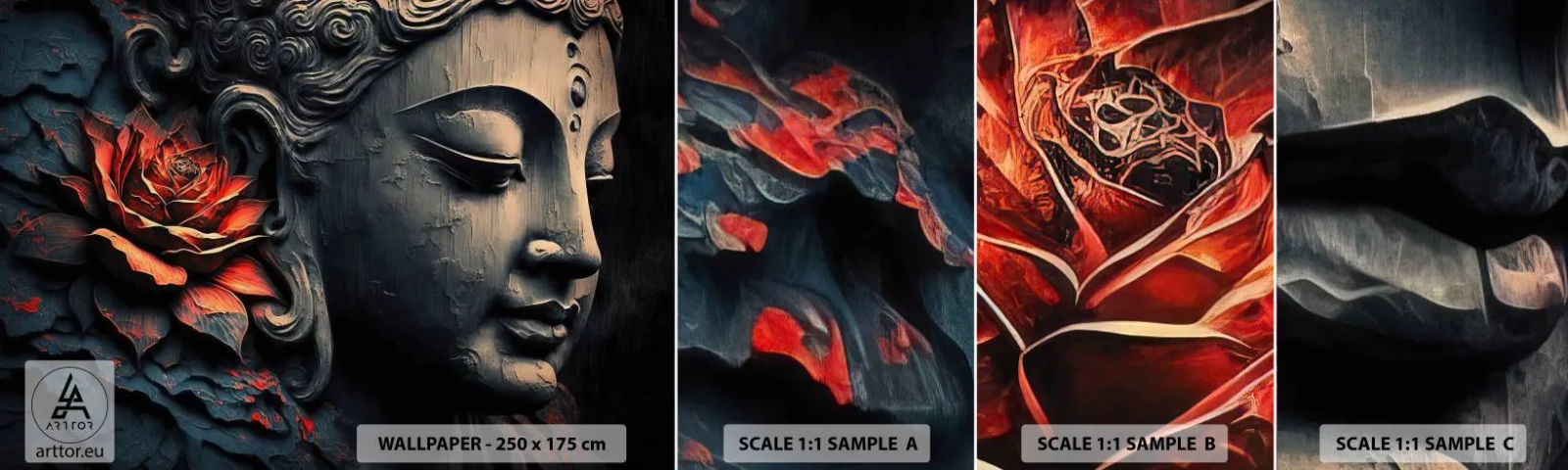 Campione di Fotomurale Adesivo Deluxe Sticker - In armonia con il mondo - Budda, India, Meditazione - 100x30 cm