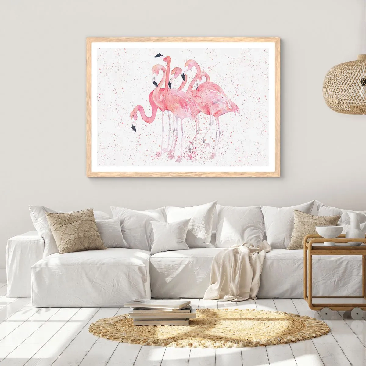 Poster in cornice rovere chiaro - Gruppo in rosa - 40x30 cm