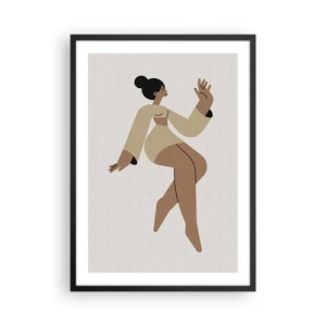 Poster in cornice nera - Un'illustrazione minimalista di una figura femminile in movimento. - 50x70cm - La forma del fascino - Decorazione murale moderna per soggiorno e camera da letto ARTTOR