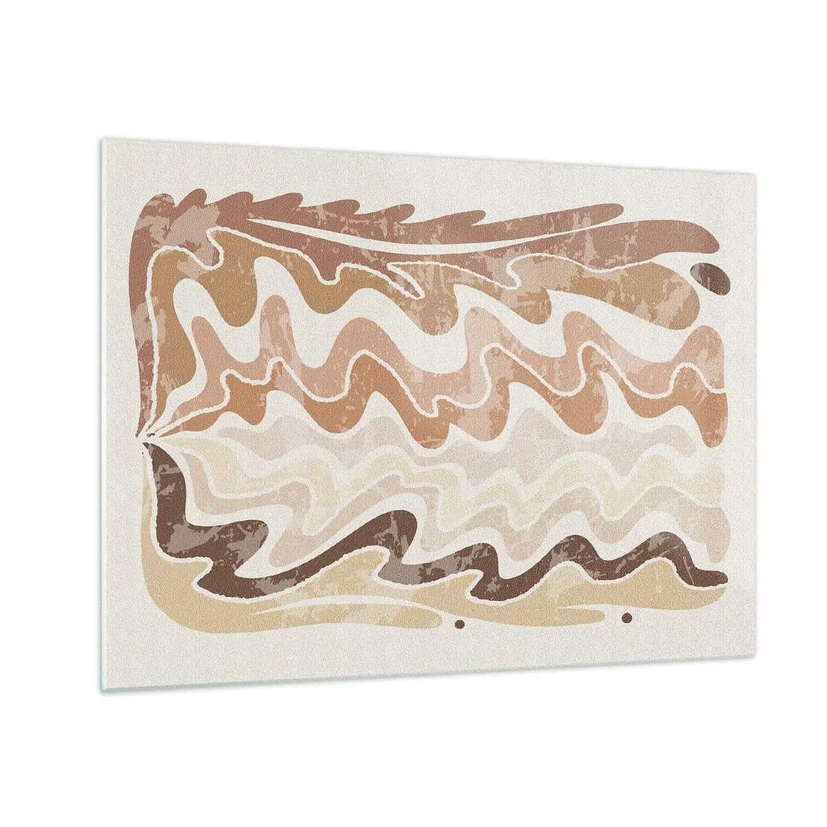 Quadro su vetro - Onde beige e marroni in una composizione astratta - 70x50cm - Buona energia - buone emozioni - Decorazione murale moderna per soggiorno e camera da letto ARTTOR