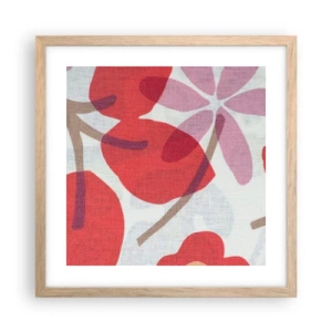 Poster in cornice rovere chiaro - Composizione di fiori in rosa - 40x40 cm