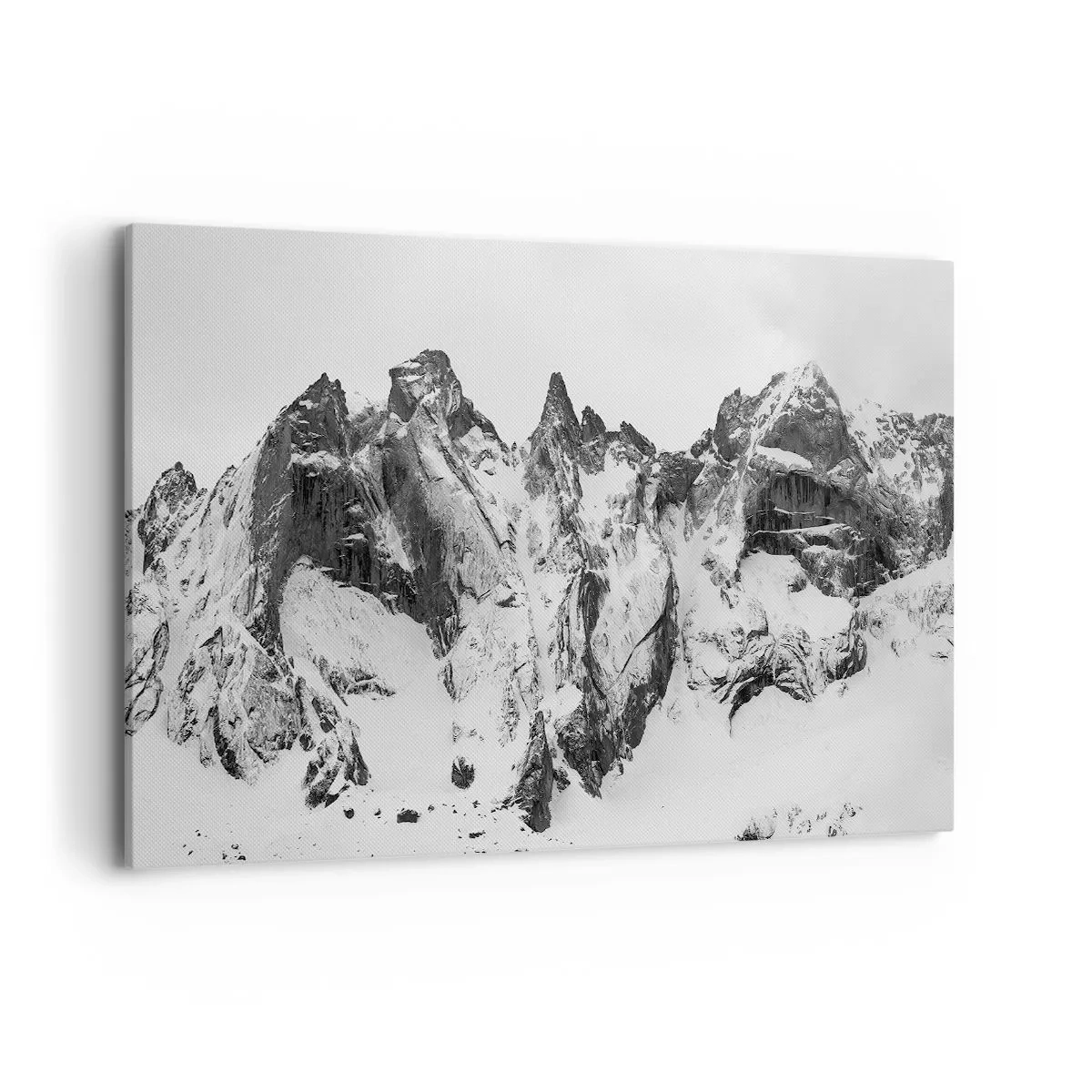 Quadro su tela - Stampe su Tela - Cime innevate bianche e nere - 120x80cm - Cresta minacciosa di granito - Decorazione murale moderna per soggiorno e camera da letto ARTTOR