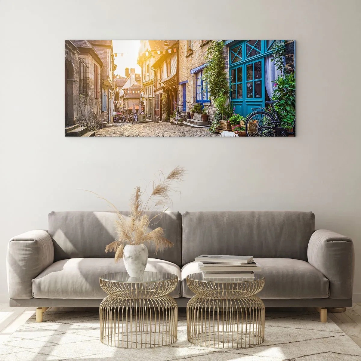 Quadro su vetro - Lo spirito bianco della cittadina - 100x40 cm