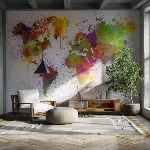 Fotomurali Premium Sand - È successo per caso - Mappa del mondo, Continenti, Pezzo - 200x140 cm