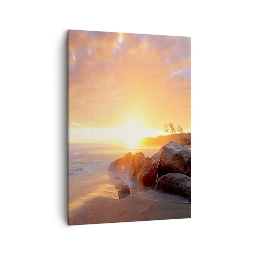 Quadro su tela - Stampe su Tela - Tramonto sulla costa rocciosa - 50x70cm - La luminosa brezza della sera - Decorazione murale moderna per soggiorno e camera da letto ARTTOR