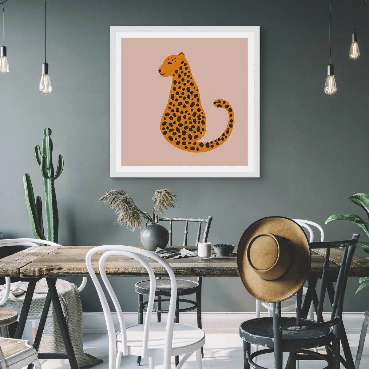 Poster in cornice bianca - Il leopardo è un motivo di moda - 40x40 cm