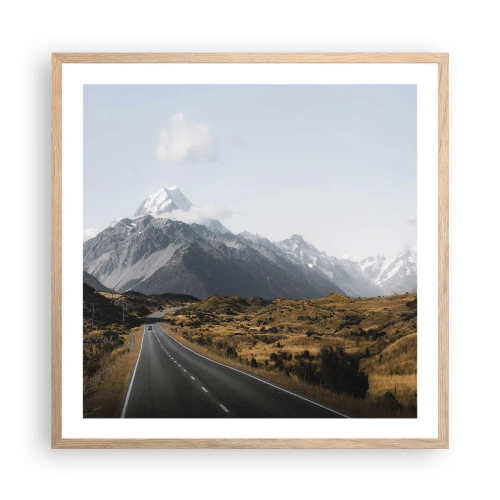 Poster in cornice rovere chiaro - Via verso il cuore dei monti - 60x60 cm