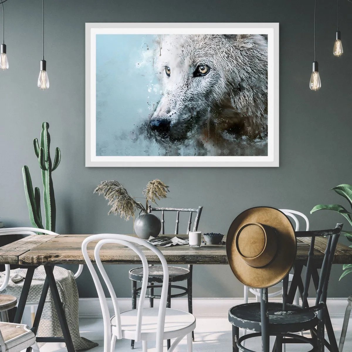 Poster in cornice bianca - Scopri l'anima del lupo - 100x70 cm