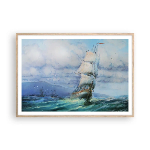 Poster in cornice rovere chiaro - Con il vento in favore - 100x70 cm