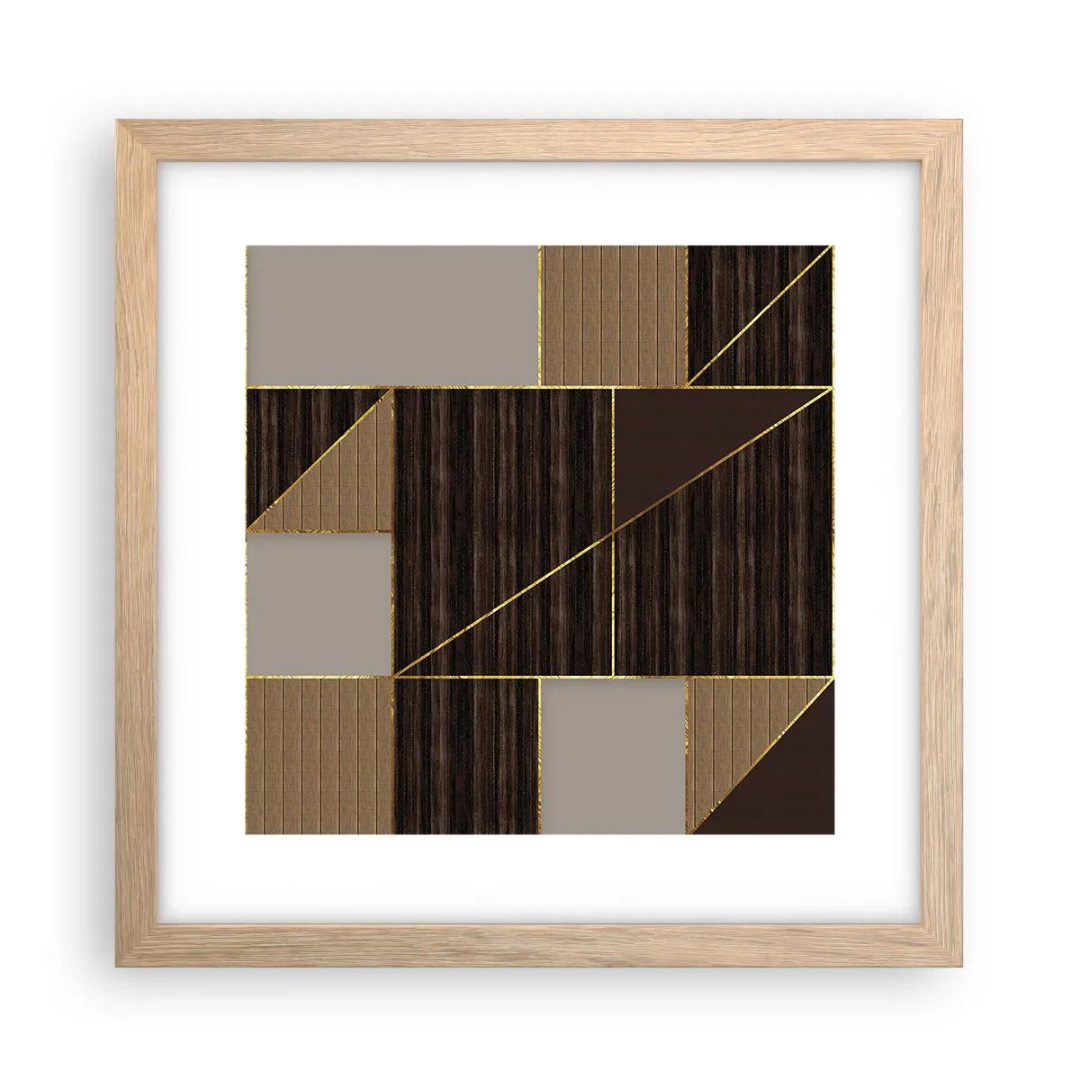 Poster in cornice rovere chiaro - Mosaico di marrone e oro - 30x30 cm