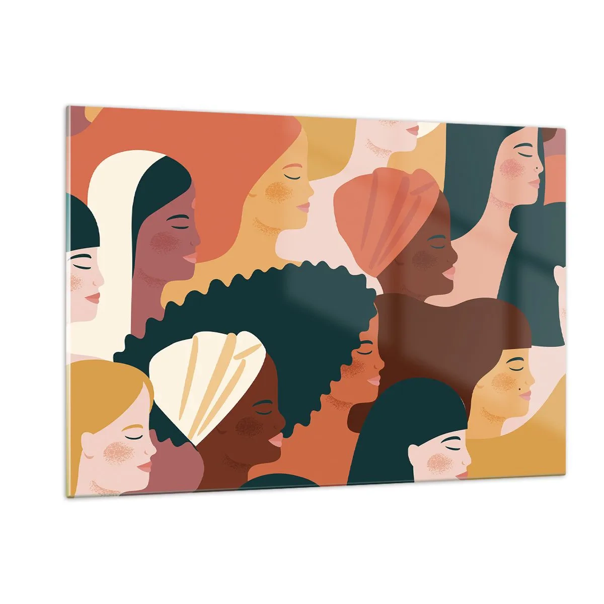 Quadro su vetro - Illustrazione elegante di diverse sagome femminili - 120x80cm - Solo femminilità - Decorazione murale moderna per soggiorno e camera da letto ARTTOR