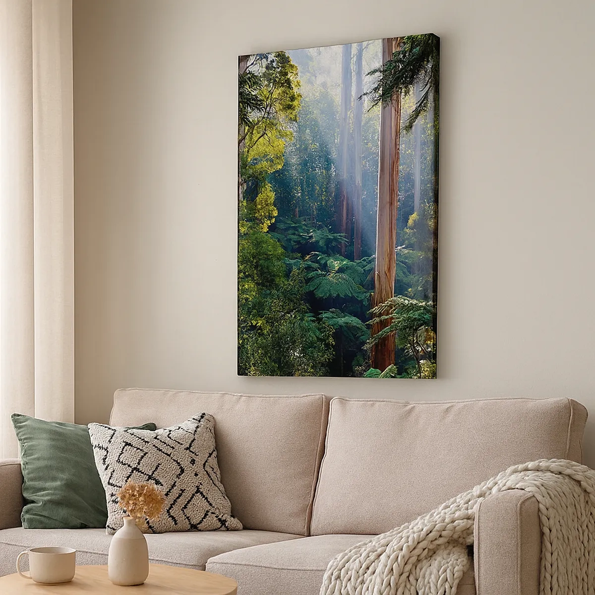 Quadro su tela - Stampe su Tela - Foresta tropicale illuminata dai raggi del sole - 50x70cm - La favola del bosco - Decorazione murale moderna per soggiorno e camera da letto ARTTOR
