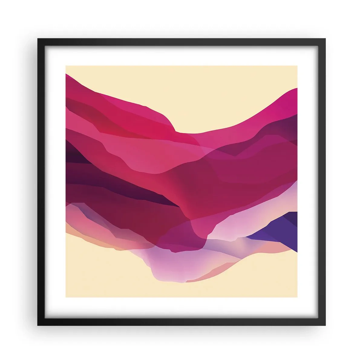 Poster in cornice nera - Onde di porpora - 50x50 cm