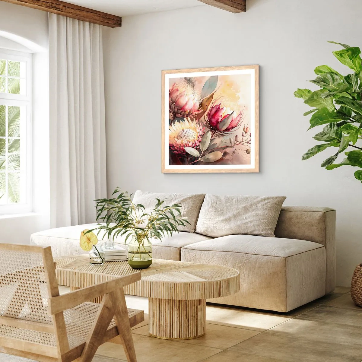 Poster in cornice rovere chiaro - Di profilo e di fronte - 40x40 cm