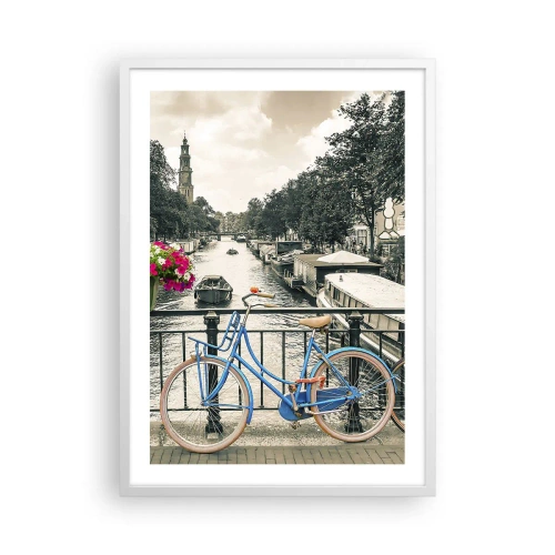 Poster in cornice bianca - I colori delle strade di Amsterdam - 50x70 cm