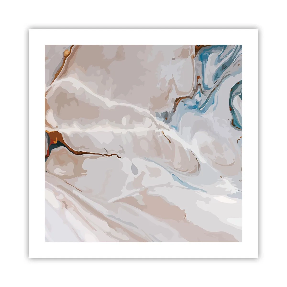 Poster - Meandri blu sotto il bianco - 50x50 cm