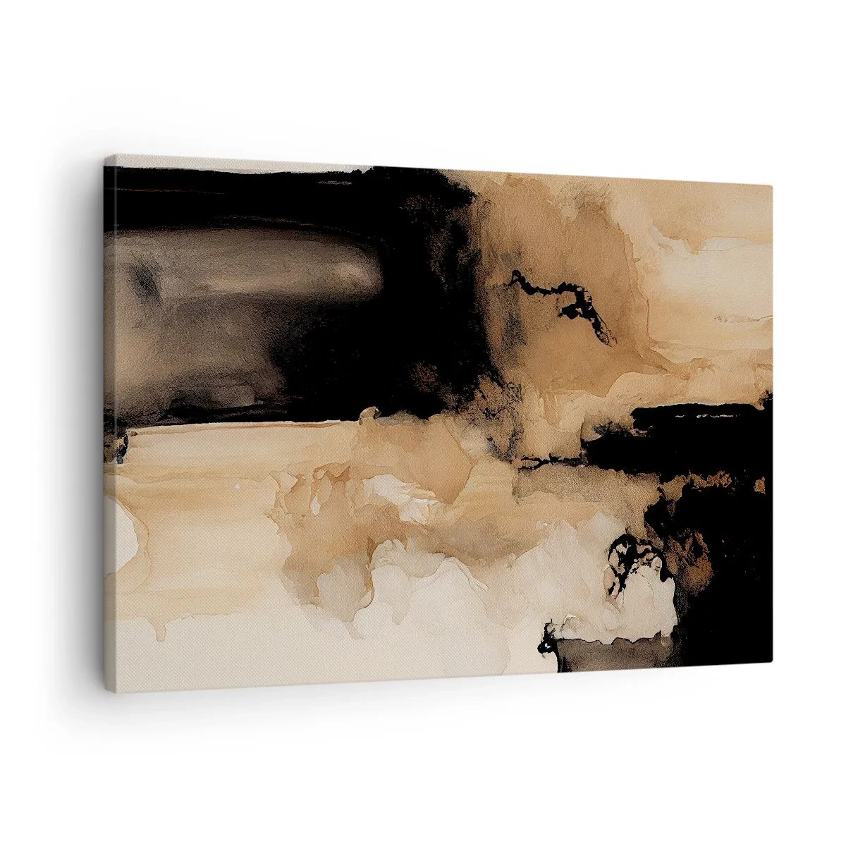 Quadro su tela - Stampe su Tela - Composizione astratta nei toni del marrone e del nero - 70x50cm - Astrazione intrigante - Decorazione murale moderna per soggiorno e camera da letto ARTTOR